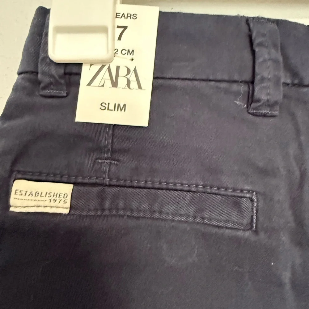 Zara Kids Slim Fit Garment Dyed Navy Blue Chino Pants Size 7 122cm‎
